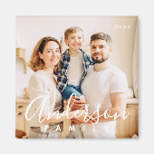 Family Photo Modern Simple Cursive Magnet マグネット (正面)