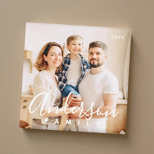 Family Photo Modern Simple Cursive Magnet マグネット