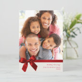 FAMILY PHOTO modern wrapped up red ribbon bow シーズンカード (スタンド正面)