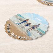 Family Photo Paper Coaster Personalized Text ペーパーコースター (アングル)