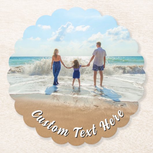 Family Photo Paper Coaster Personalized Text ペーパーコースター (正面)