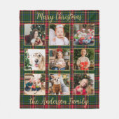 Family Photo Personalized Rustic Patchwork Plaid フリースブランケット (正面)