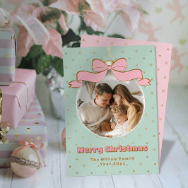 Family Photo Pinkmas Coquette Ornament Christmas シーズンカード