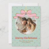 Family Photo Pinkmas Coquette Ornament Christmas シーズンカード (正面)