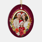Family Photo & Poinsettia Merry Christmas Gift セラミックオーナメント (右)