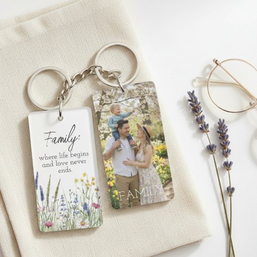 Family Photo & Quote Keychain - Cherished Keepsake キーホルダー