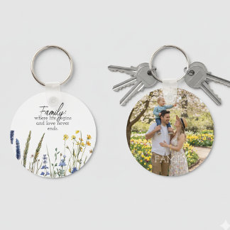 Family Photo & Quote Keychain - Cherished Keepsake キーホルダー