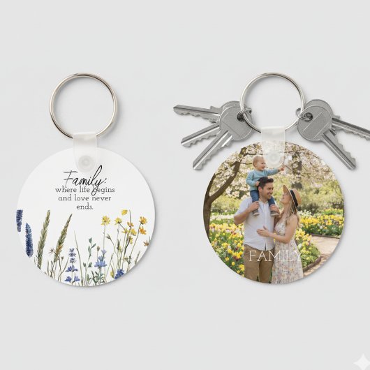 Family Photo & Quote Keychain - Cherished Keepsake キーホルダー