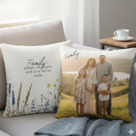 Family Photo & Quote Throw Pillow クッション