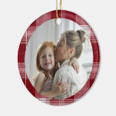 Family Photo Red Plaid Christmas Ornament セラミックオーナメント (左)