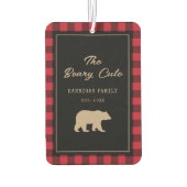 Family Photo Rustic Buffalo Plaid カーエアーフレッシュナー (裏面)