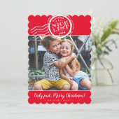 FAMILY PHOTO SANTAのおもしろい素敵なリストスタンプ赤 シーズンカード (スタンド正面)