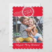 FAMILY PHOTO SANTAのおもしろい素敵なリストスタンプ赤 シーズンカード (正面)