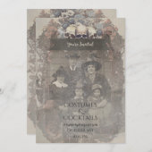 Family Photo Skull Roses Vintage Gothic Halloween  招待状 (正面/裏面)