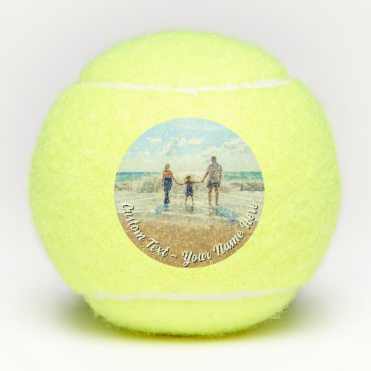 Family Photo Tennis Balls Personalized Text テニスボール (正面)