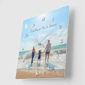 Family Photo Wall Clock Personalized Text スクエア壁時計 (傾斜)