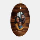 Family Photo Wood Oval Personalized Christmas  セラミックオーナメント (右)
