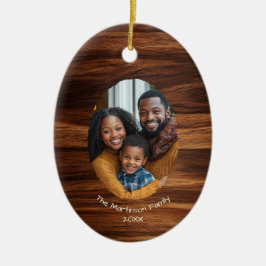 Family Photo Wood Oval Personalized Christmas  セラミックオーナメント