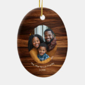 Family Photo Wood Oval Personalized Christmas  セラミックオーナメント (裏面)