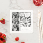 Family Photos Christmas  Village in Winter スタンダードカクテルナプキン (インサイチュ)