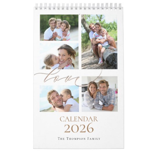 Family Photos Collage Love Script 2025 カレンダー (カバー)