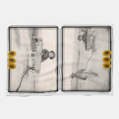 Family Photos with Borders and Sunflowers キッチンタオル (横)