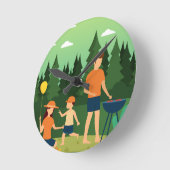 FAMILY PICNIC ラウンド壁時計 (傾斜)