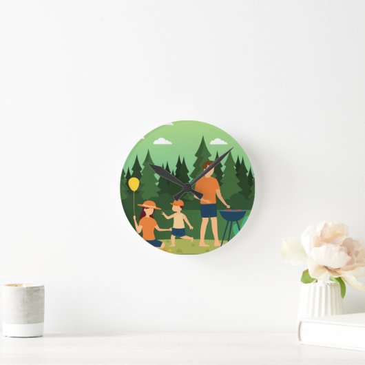 FAMILY PICNIC ラウンド壁時計 (ホーム)