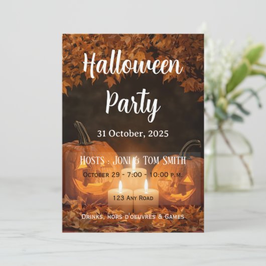 Family Pumpkin Carving Party Invitation  Halloween 招待状 (スタンド正面)