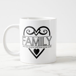 Family Quote – “Where Life Begins and Love Never E ジャンボコーヒーマグカップ