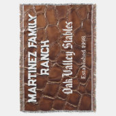 Family Ranch Faux Crocodile Leather Western スローブランケット (正面縦)