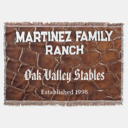 Family Ranch Faux Crocodile Leather Western スローブランケット (正面)