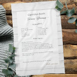 Family Recipe Keepsake Heirloom Wood キッチンタオル<br><div class="desc">Keepsake family recipe tea towel. Share uncle Jim's chili recipe or great aunt Aggie's all time favorite thanksgiving casserole dish. Elegant and simple template design can easily be adjusted to share your family recipes as mother's day, birthday, or Christmas gifts. Custom family name with initials. Colors can be changed. Great...</div>