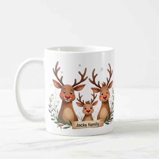 Family Reindeer Matching Mugs コーヒーマグカップ (左)