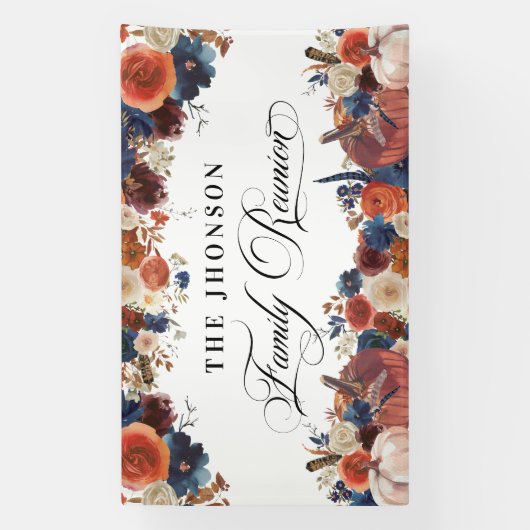 Family Reunion autumn fall pumpkins backdrop 横断幕 (縦)