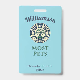 Family Reunion Best Award Most Pets バッジ