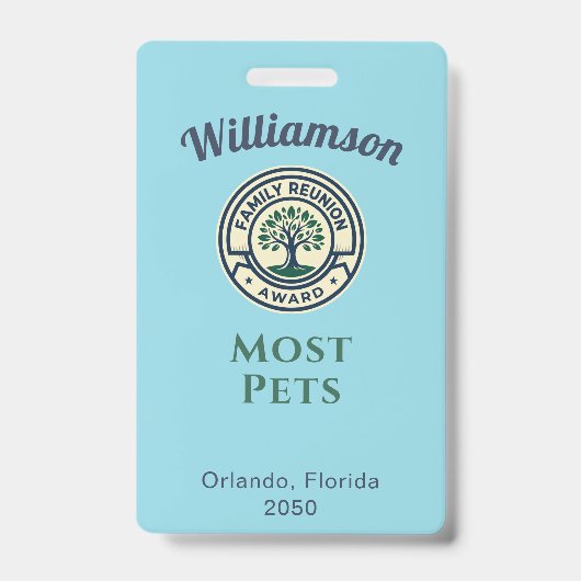 Family Reunion Best Award Most Pets バッジ (表面)