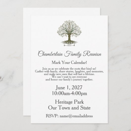 Family Reunion Celebration Invitation 招待状 (正面/裏面)