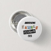  Family Reunion Fun Playful Text 缶バッジ (正面&裏面)