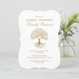 Family Reunion gold and white Invitation 招待状