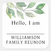 Family Reunion Greenery Name Tag スクエアシール (正面)