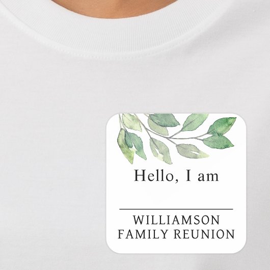 Family Reunion Greenery Name Tag スクエアシール