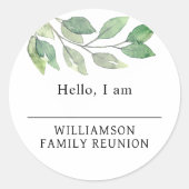 Family Reunion Greenery Name Tag ラウンドシール (正面)