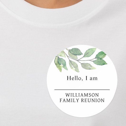 Family Reunion Greenery Name Tag ラウンドシール