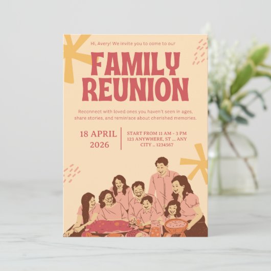 Family Reunion Invitation Template | Editable Gath 招待状 (スタンド正面)