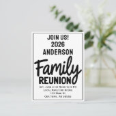 Family Reunion Join Us Bold Script Modern Postcard シーズンポストカード (スタンド正面)