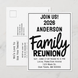 Family Reunion Join Us Bold Script Modern Postcard シーズンポストカード