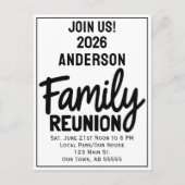 Family Reunion Join Us Bold Script Modern Postcard シーズンポストカード (正面)