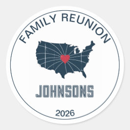 Family Reunion Miles Apart Joined at Heart USA地図 ラウンドシール