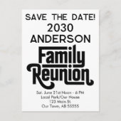 Family Reunion Modern Black White Save The Date シーズンポストカード (正面)